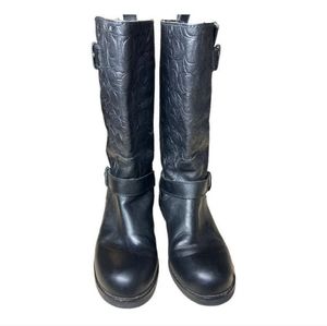 Coach Virginia Embossed Logo leather Calf Boots